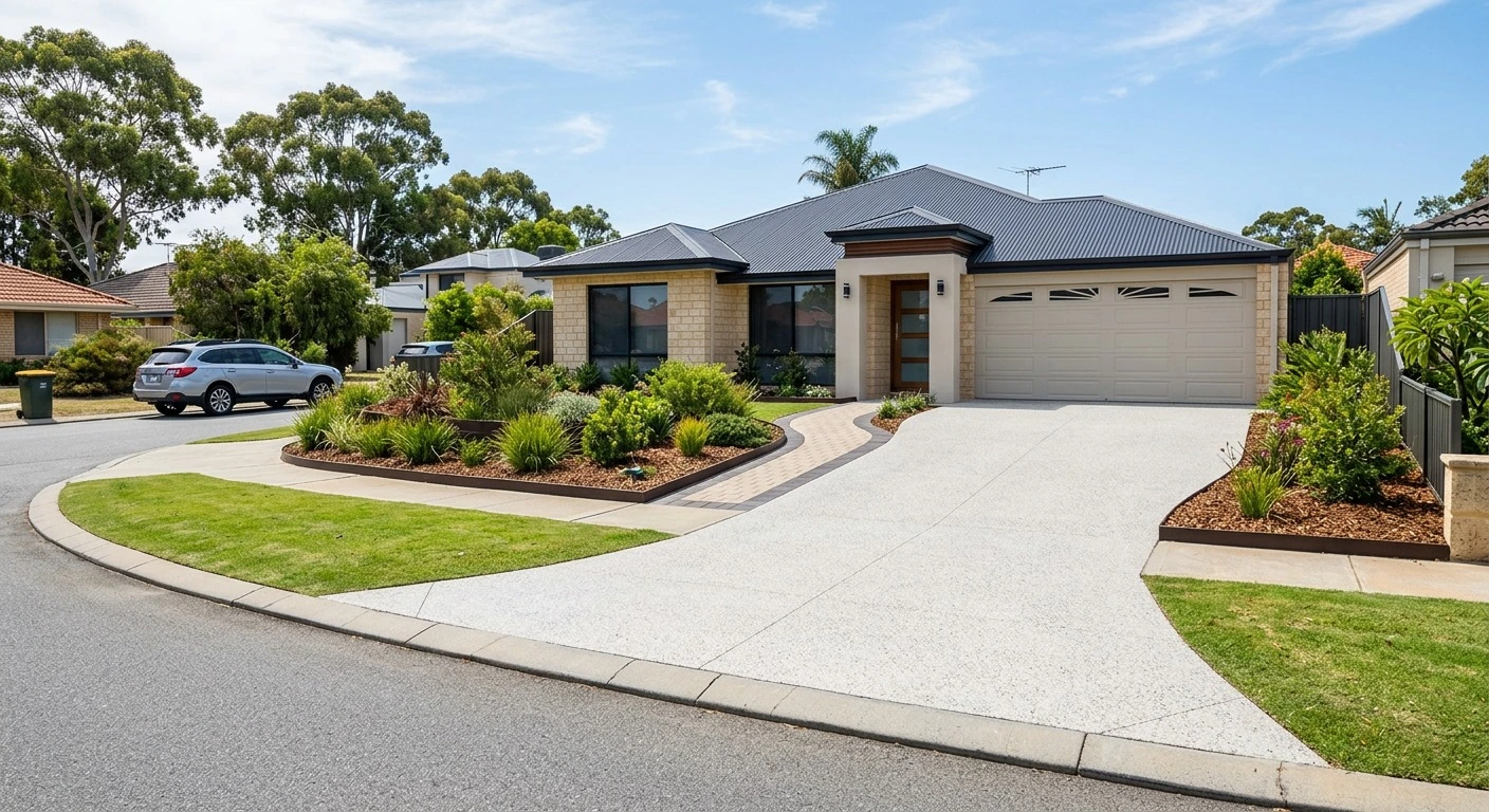 Front yard landscaping and driveway Perth